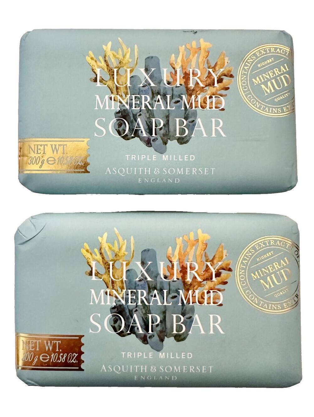Lot of 2: NEW Asquith & Somerset Luxury Mineral Mud Bath Soap Jumbo Portugal UK